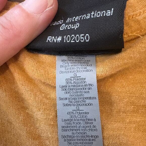 Harley-Davidson Badlands Wall SD Tee Mustard L Cropped Raw Edge EUC - Picture 7 of 7